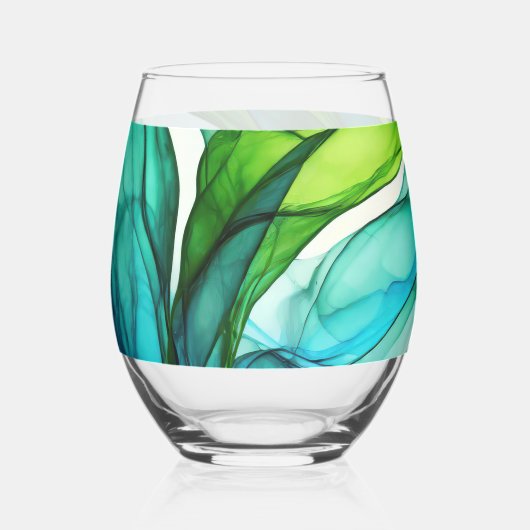Verre À Vin Sans Pied Formes en vert et bleu (Recto)