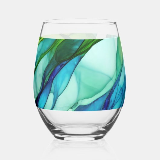 Verre À Vin Sans Pied Formes en vert et bleu (Verso)