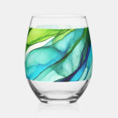 Verre À Vin Sans Pied Formes en vert et bleu (Gauche)