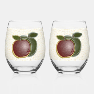 Verre À Vin Sans Pied Fruit Spectacle de pommes brillantes