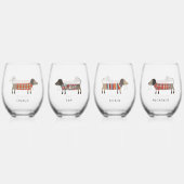 Verre À Vin Sans Pied Fun Dachshund Wiener Sausage Chien Nom Personnalis (Recto)