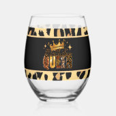 Verre À Vin Sans Pied Fun Leopard Birthday Queen Fifty Birthday (Recto)