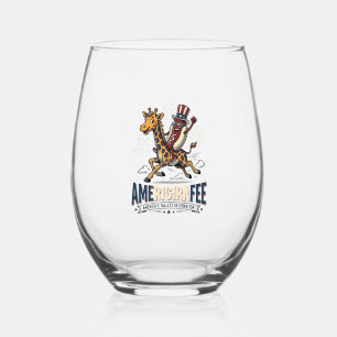 Verre À Vin Sans Pied Funny Amerigiraffee Patriotique Giraffe Hot Dog Ch