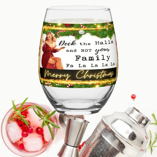 Verre À Vin Sans Pied Funny Christmas Wine Glass Retro Best Friend Deck