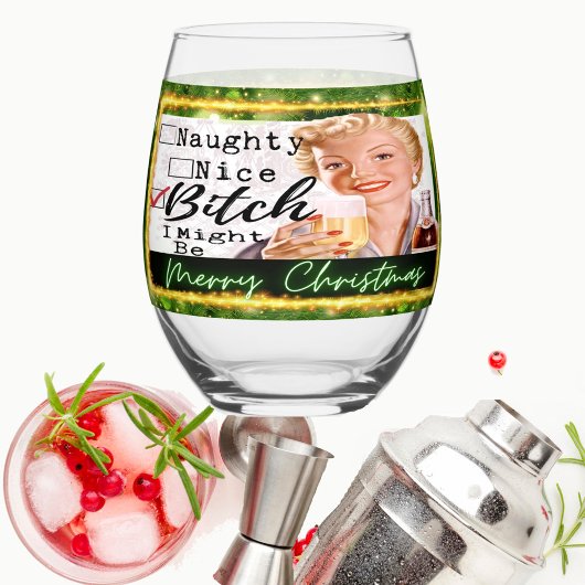 Verre À Vin Sans Pied Funny Christmas Wine Glass Retro Best Friend Nice