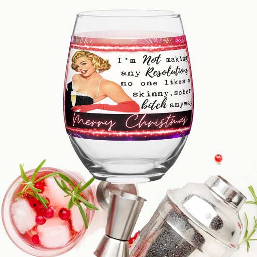 Verre À Vin Sans Pied Funny Christmas Wine Glass Retro Best Friend NYE