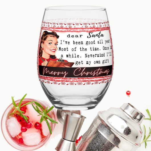 Verre À Vin Sans Pied Funny Christmas Wine Glass Retro Best Friend Santa