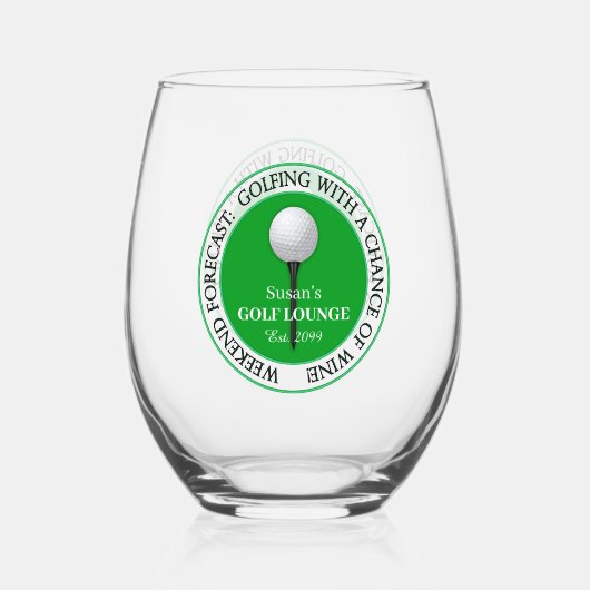 Verre À Vin Sans Pied Funny Golf Golfing Boule de golf Tee Cocktail Bois (Recto)