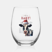Verre À Vin Sans Pied Funny Père Noël bébé Noël Holstein vache (Recto)