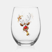 Verre À Vin Sans Pied Funny Reindeer Peeking Christmas Meme  (Verso)