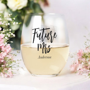Verre À Vin Sans Pied Future Mrs Black White, la mariée