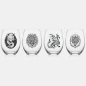 Verre À Vin Sans Pied Game Night Unique Dragons 4 Personalize Text (Dos)