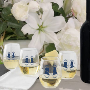 Verre À Vin Sans Pied Gay Grooms Regency Roses bleus