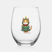 Verre À Vin Sans Pied Ginger Cat Christmas Tree Cute Xmas 3 (Recto)