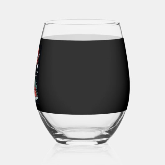 Verre À Vin Sans Pied Giraffe Wearing Santa Hat Matching Christmas Pajam (Gauche)