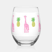 Verre À Vin Sans Pied Giraffes roses Preppy Ananas Classique (Recto)