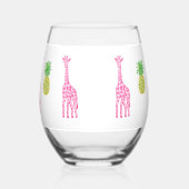 Verre À Vin Sans Pied Giraffes roses Preppy Ananas Classique (Gauche)