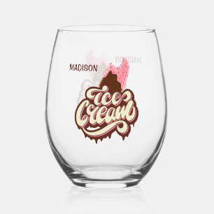 Verre À Vin Sans Pied Glace à l'eau à nom personnalisé