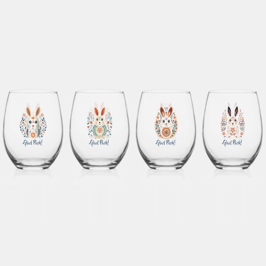 Verre À Vin Sans Pied Glad Påsk ! Lapins scandinaves (Dos)
