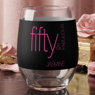 Verre À Vin Sans Pied Glam Fuchsia Rose Nom Cinquante & Fantastique Anni
