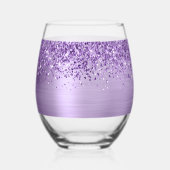 Verre À Vin Sans Pied Glittery Light Purple Glam Name (Verso)