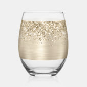 Verre À Vin Sans Pied Glittery Pale Gold Glam Name (Verso)