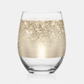 Verre À Vin Sans Pied Glittery Pale Gold Glam Name (Gauche)