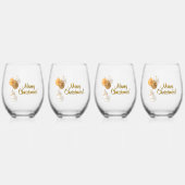 Verre À Vin Sans Pied Gold and White Christmas Balls Custom Text (Recto)