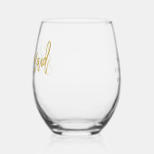 Verre À Vin Sans Pied Gold Script Nom Date Merci Bridesmaid Cadeau (Gauche)