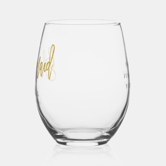 Verre À Vin Sans Pied Gold Script Nom Date Merci Bridesmaid Cadeau (Gauche)