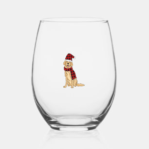 Verre À Vin Sans Pied Golden Retriever Buffalo Plaid Retriever Dog Lover
