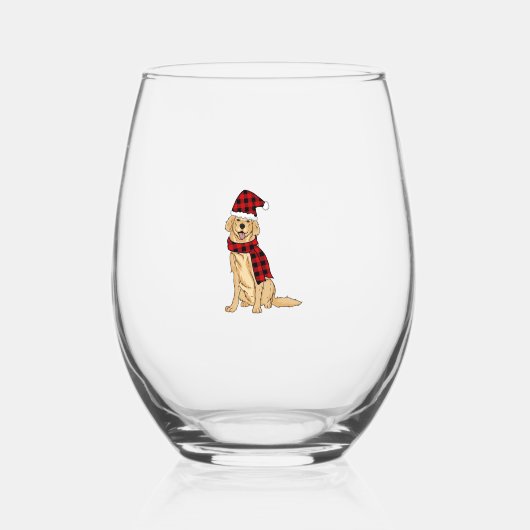 Verre À Vin Sans Pied Golden Retriever Buffalo Plaid Retriever Dog Lover (Recto)