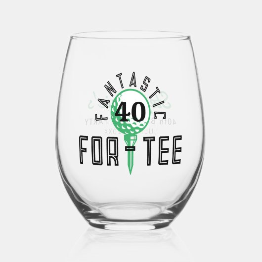 Verre À Vin Sans Pied Golf 40e anniversaire Fantastique pour les adolesc (Recto)