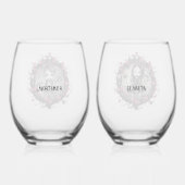 Verre À Vin Sans Pied Gothique Couple Skuls et Rose (Verso)