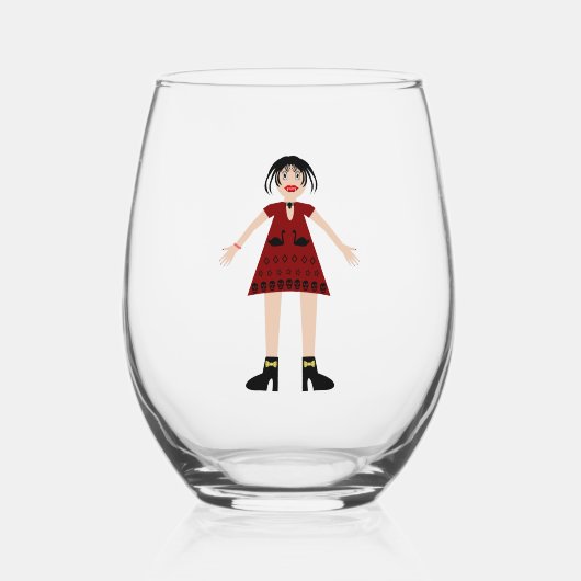 Verre À Vin Sans Pied Gothique Halloween Vampire Lady (Recto)