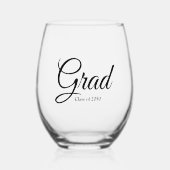 Verre À Vin Sans Pied Grad noir script personnalisé classe année élégant (Recto)