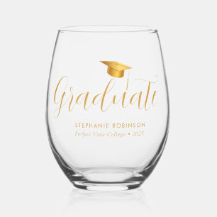 Verre À Vin Sans Pied Graduation élégante de script Gold