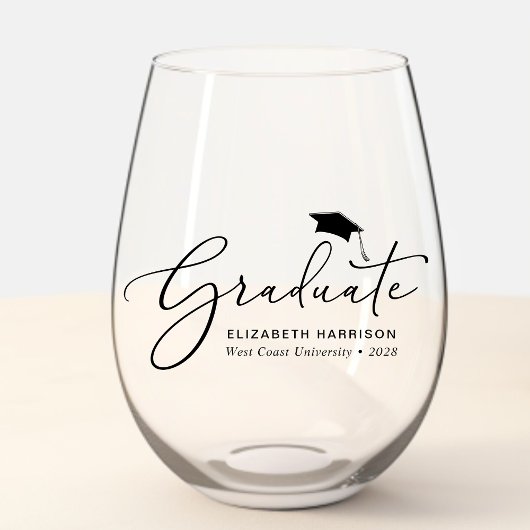 Verre À Vin Sans Pied Graduation élégante du script