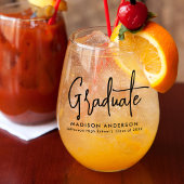 Verre À Vin Sans Pied Graduation manuscrite de script noir