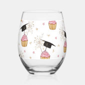 Verre À Vin Sans Pied Graduation Pink Cupcake Graduation Cap Sparkler (Recto)