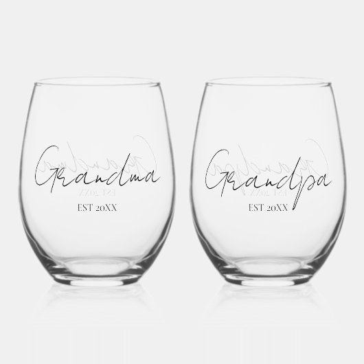 Verre À Vin Sans Pied Grand-Mère Et Grand-Père Personnalisés (Recto)