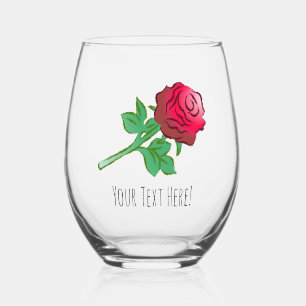 Verre À Vin Sans Pied Grande Belle Rose Rouge
