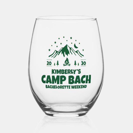 Verre À Vin Sans Pied Green Camp Bachelorette Extérieur (Recto)