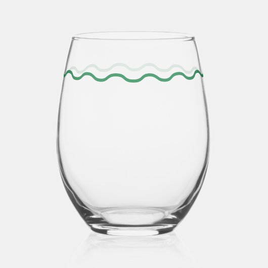 Verre À Vin Sans Pied Green Wavy Retro (Recto)