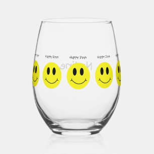 Verre À Vin Sans Pied Grinning Face Classic Joyeux Jours Personnalisé