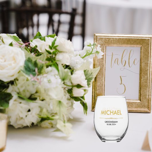 Verre À Vin Sans Pied Groomsmen de mariage Monogramme