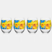 Verre À Vin Sans Pied Groupe de Daffodils Médaille d'or Fleurs (Droite)
