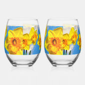 Verre À Vin Sans Pied Groupe de Daffodils Médaille d'or Fleurs (Gauche)
