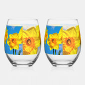 Verre À Vin Sans Pied Groupe de Daffodils Médaille d'or Fleurs (Droite)