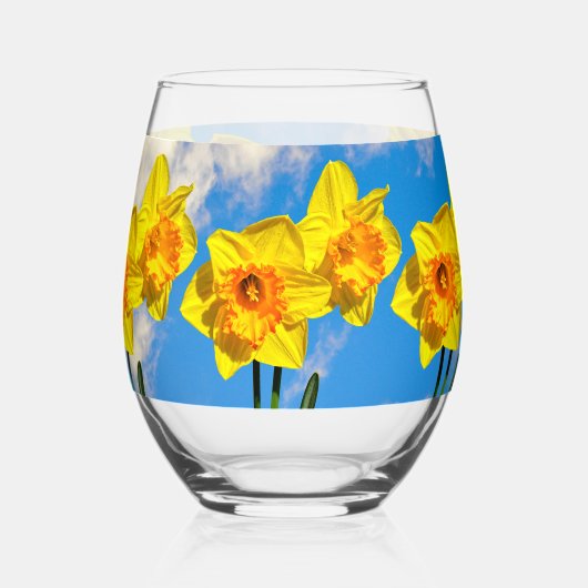 Verre À Vin Sans Pied Groupe de Daffodils Médaille d'or Fleurs (Recto)